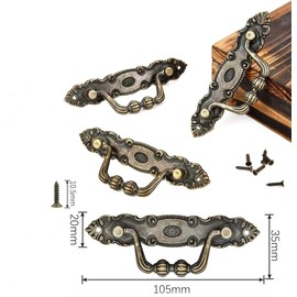 YOUYOUULU 6 Pack Antique Bronze Drawer Pulls Vintage Bronze Cabinet Handles Mid Century Retro Dresser Furniture Decoration Metal Handles (Retro 1)