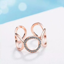 ZARD Multi Circle Minimalis Ring with Cubic Zirconia Accent in Rose-Gold Tone