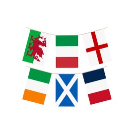  Henbrandt Six Nations Party Bunting 10m with 18 Flags Rugby 6 Nations England France Italy Ireland Scotland Wales Garland Pub BBQ Decoration