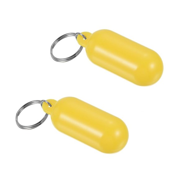 2Pcs Yellow Floating Keychain Pills-Shape Float Key Rings for Boat