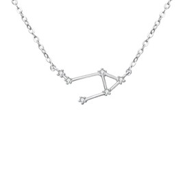 Clearine Ladies' 925 Sterling Silver Necklace, Cubic Zirconia, 12 Constellations, Zodiac, Horoscope, Astrology, Neck Pendant, Jewellery, Clear, Sterling Silver