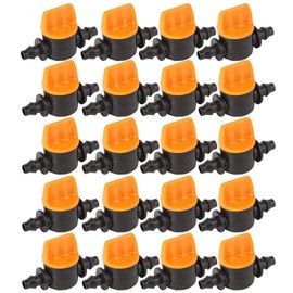 Pack of 20 Shut-off Valve with Barbed Drip Irrigation Ball Valve Hose Coupling Valve for 1/4 Inch Pipe with 4 mm ID and 7 mm OD for Gardens Farmland Drip Irrigation Systems