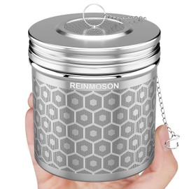 Reinmoson: Paquete de 2 infusores de té de tamaño extra grande, malla extra fina, acero inoxidable 304, redondo, plateado