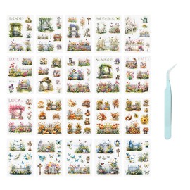 EOWVISN 20 Retro Stickers And 1 Piece Of Tweezers, Plant And Flower Stickers, Beautiful Yard Stickers, Decorative Stickers For Decorating Scrapbooks, Diaries, Notebooks, Etc.