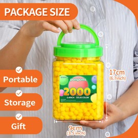 Eppingwin 2000PCS Yellow Pom Poms, 0.4 Inch Soft Pompoms for Crafts, 1CM Pom Pom for Arts & Crafts DIY Projects (Yellow)