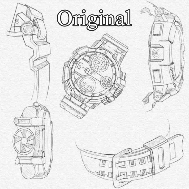 CACTUS ARCOIRIS Set Reloj Digital Caballero Relog Deportivo Pulsera Hombre