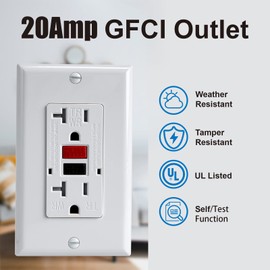 OMEENET GFCI Outlet, Weather Proof & Tamper Resistant Outlets, UL Listed Self Test GFI Receptacle, Outdoor or Indoor, 20 Amp (5 Pack)