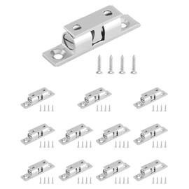 QWORK Double Ball Tension Roller Catch Latch, 12Pcs 2" Premium Solid Brass Hardware Fitting with Screws for Cabinet, Closet & Furniture Door, Chromium Plated
