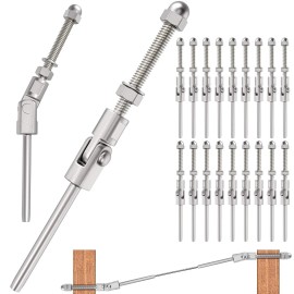 Unbranded 1/8" T316 180 Degree Adjustable Angle Swage Threaded Stud Tension End 20 Pack