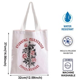FBAA Merch From Blood And Ash Inspired Tote Bag Stunning Murderous Creature Bag JLA Literary Gift Book Quote Shopping Bag (canvas, Little Creature Rose Tote CA)