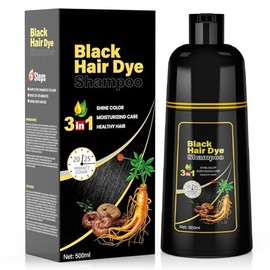 JUANCHI - Champú negro 3 en 1, champú negro para cobertura de canas, color de cabello para mujeres y hombres, de larga duración, 16.9 fl oz (16.90 onz