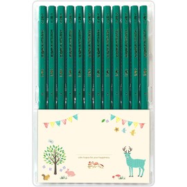 Smooth-writing, beautiful pencils perfect for gifting. Goongoongooon - effortless writing.single color 12pencil,hexagonal shape, 2B lead. (10:broccoli) with a surprise mystery kanji keychain gift!