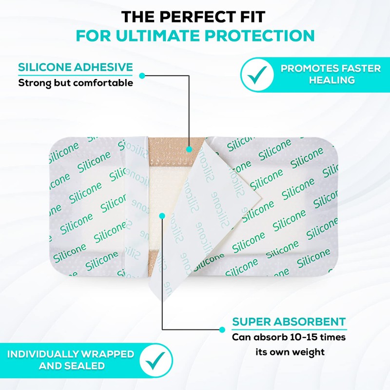 MedVanceTM Silicone - Bordered Silicone Adhesive Foam Dressing Size 4”X8”