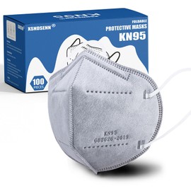 XSNDSENN KN95 Face Masks Individually Wrapped Grey, 100 Packs, 5-Layer Disposable Face Mask for Adults, Against PM 2.5, Filter Efficiency≥95%