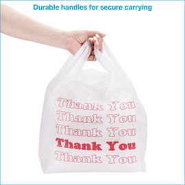 SSWBasics White Thank You Bags Case of 1000-11 ½” x 6" x 21" - Thickness .48mil HDPE- Standard Supermarket Size, Perfect for Grocery, Retail, Convenience Stores, Take-Out and Home Use