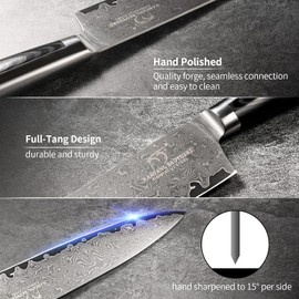 Chef's Knife Set With Gift Box - 4 Pieces Damascus Kitchen Knives, VG10 Steel Professional Set With Non-slip Micarta Handle, Knife Sharpener Included