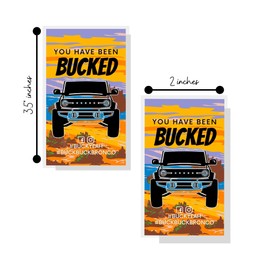 Buck Buck Bronco You’ve Been Bucked Tags Cards | 50 pack 2x3.5” Utah Idaho Desert Beach Outdoor Colorful Painting Background #BuckBuckBronco for SUV Game attach to Horses, Rubber Ducks, bracelets