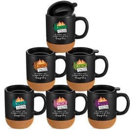 Didaey 6 Pcs Funny Dumpster Fire Mug Bulk with Cork Bottom Positive Employee Emotional Support Appreciation Gifts Inspirational Christmas Gifts for Coworker Team Vet Tech Staff, 13.5 oz