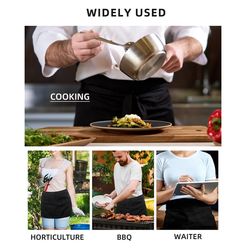 Xeoxarel 12 Pack Server Aprons with 4 Pockets, Unisex Waitress