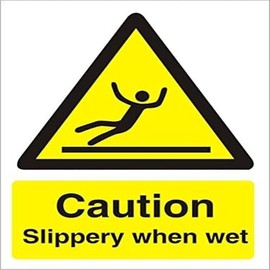 Seco Caution Slippery When Wet Sign, 200mm x 300mm - 1mm Semi Rigid Plastic