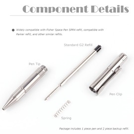 Hamans Titanium Bolt Action Pen Ballpoint Pen Writing Pen with Pocket Clip Refillable Compact Size