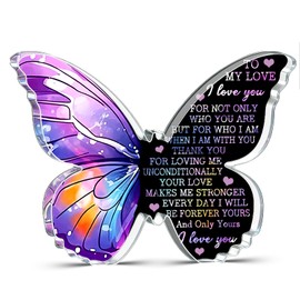 Girlfriend Gifts From Husband Boyfriend Butterfly Shaped Acrylic Plaque Sign Gifts For Girlfriend Mom Wife Husband Boyfriend Gift I Love You Gift