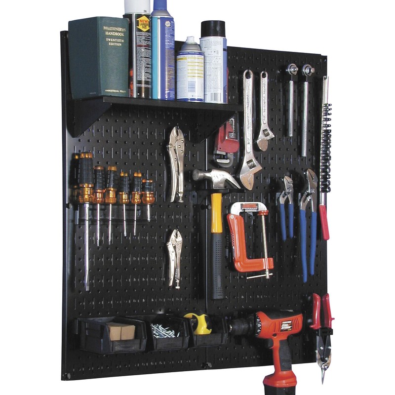 Wall Control Industrial Metal Pegboard- Black Three 16inx32in Panels