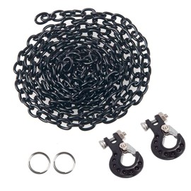 WONFAST RC Crawler Car Metal CNC Tow Chain with Trailer Winch Hook Scale Accessories for 1/10 1/12 1/14 RC Rock Truck Traxxas TRX4 Axial SCX10 90046 Tamiya Vehicles Update Parts (Black)