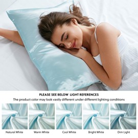 Bedsure Satin Pillowcase for Hair and Skin, 2-Pack - Standard Size (20x26 inches) Pillow Cases - Satin Pillow Covers with Envelope Closure, Light Blue