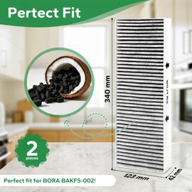 Inwee 2 Activated Carbon Filters for Bora Basic, Activated Carbon Filter Set [2 Pieces] for Your BHU/BIU/BFIU Cooker Hood Hob with Recirculation, BAKFS Filter, Keep the Kitchen Air Freshness