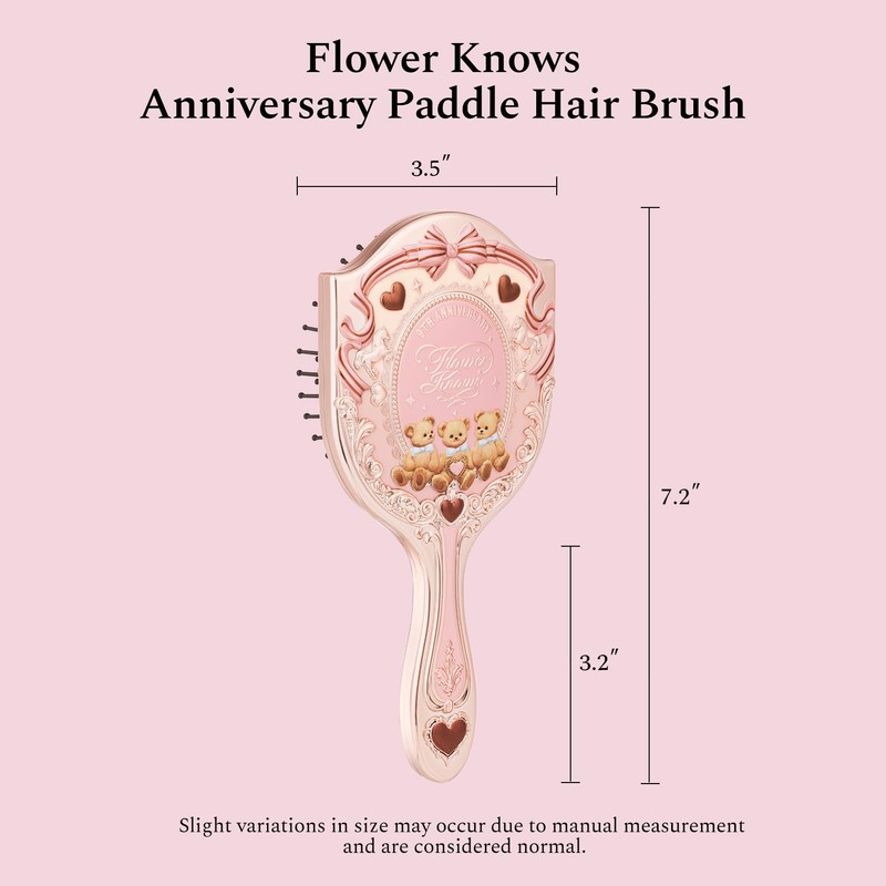 9th Anniversary Paddle Brush, Pink Sweetie Bear-Themed Hair Brush with