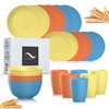 PYRMONT Plastic Wheat Straw Dinnerware Sets 24 PCS,Service for 6,Unbreakable