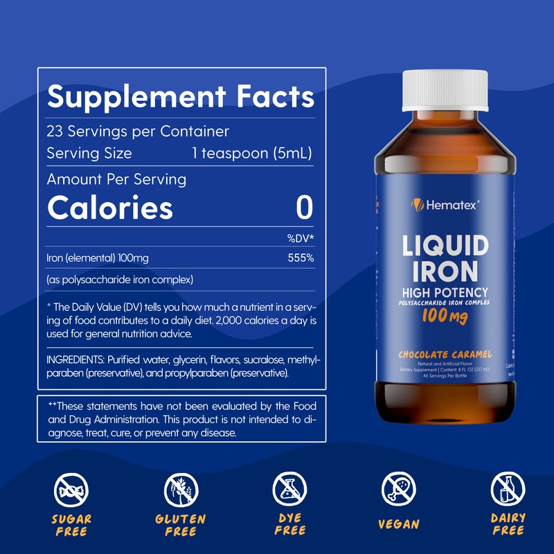 Iron Supplement High Potency Liquid Iron for Adults by Hematex