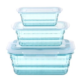 Taiuloo Set of 3 Salad Bowls with Lids, Salad Lunch Container to Go with Handle, Space Saving Nesting Bowls for Meal Prep, BPA Free Salad Serving Bowls, Plastic Bowl Set with Lid, Blue