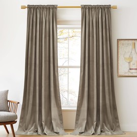 StangH Camel Beige Velvet Curtains 90 inches Long - Neutral Earth Tone Modern Classic Luxury Decor Energy Efficient Pravicy Protect Drapes for Office/Bedroom/Sliding Door, W52 x L90, 2 Panels