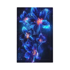 Wpshijia Light Switch Covers Fantasy Glowing Blue Flowers Glitter Neon Floral Decorative Switch Plates 1 Gang Blank No Device Outlet Covers Faceplate Electrical Wall Plates for Bathroom Bedroom Decor
