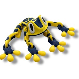 Magnetic 7" Blob Frog - 3d Printed Articulated Hoppy Fun Decor - Color: Yellow/Blue