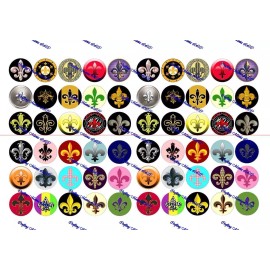 Crafting Mania LLC 60 Precut 1" FLEUR DE LIS Bottle cap Images Set A