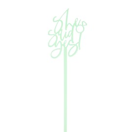 The Cotton & Canvas Co. She Said Yes Drink Stirrer, Wedding, Miss to Mrs., Engaged, Bridal Shower, Set of 12, Light Green