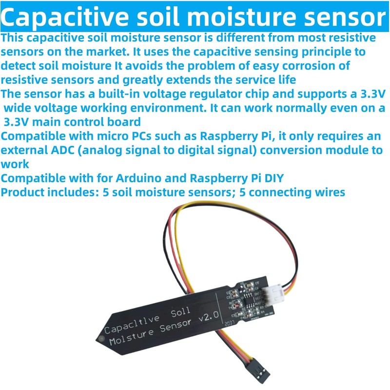 MTDELE 10Pcs Capacitive Soil Moisture Sensor Module 3.3V Compatible with