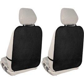 PERANNU Protector de Asiento Trasero 2PCS, 45 * 60cm, Almohadillas para Patadas de Automóvil para Niños, Impermeable, Poliéster, Negro