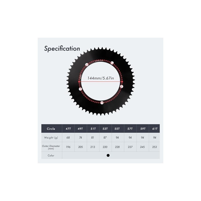 DJC 144BCD Round Chainring Fixed Gear Fixie Track Bike 47T