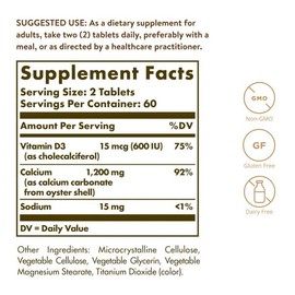 Calcium"600" (Oyster Shell Calcium) 120 Tabs 2-Pack