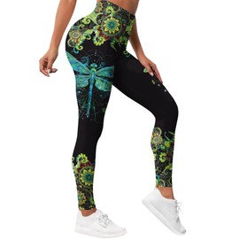 HIVICHI Funny Leggings for Women Printed Gym Womens Yoga Pants Mandala Legging Dragonfly Pant, X-Large, Wlg-028658