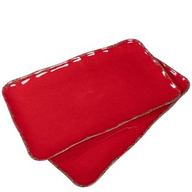 ZAROCRUS Melamine Serving Platters, set of 2, 17" x 10" Large Reusable BPA Free Rectangular Party Tray/Platters for Serving Appetizers, Fruits On Christmas and all Occasions,Red
