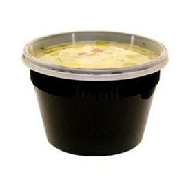 Pactiv 16 oz. Black (Pint Size) Plastic Freezer Food Storage Deli Soup Containers w/Lid (Pack of 240)