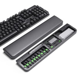 Aijeff Keyboard Wrist Rest with Cleaning Kit, Mutifunctional Cleaner Kit for Phones, Computers, Headphones, Tablets, Innovative Wrist Support for Typing, Gaming, Black