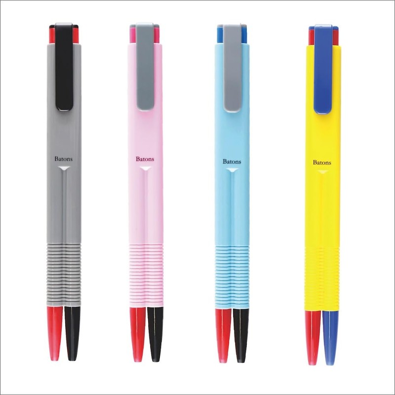 Epoch Chemical 510-0200_6 2-Color Ballpoint Pen Batons 0.7mm Black and