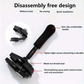 BEINNY Zipper Repair Kit, 12pcs 3 Different Size Universal Replacement Zipper Quick Install Detachable Pulls Zip Heads, No Sewing Required, for Jackets, Luggage, Bags