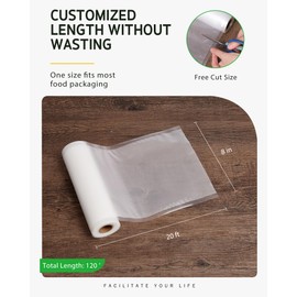 Syntus Vacuum Sealer Bags for Food, 6 Rolls 8" x 20' Commercial Grade Bag Rolls, BPA Free Food Vac Bags for Storage, Meal Prep or Sous Vide